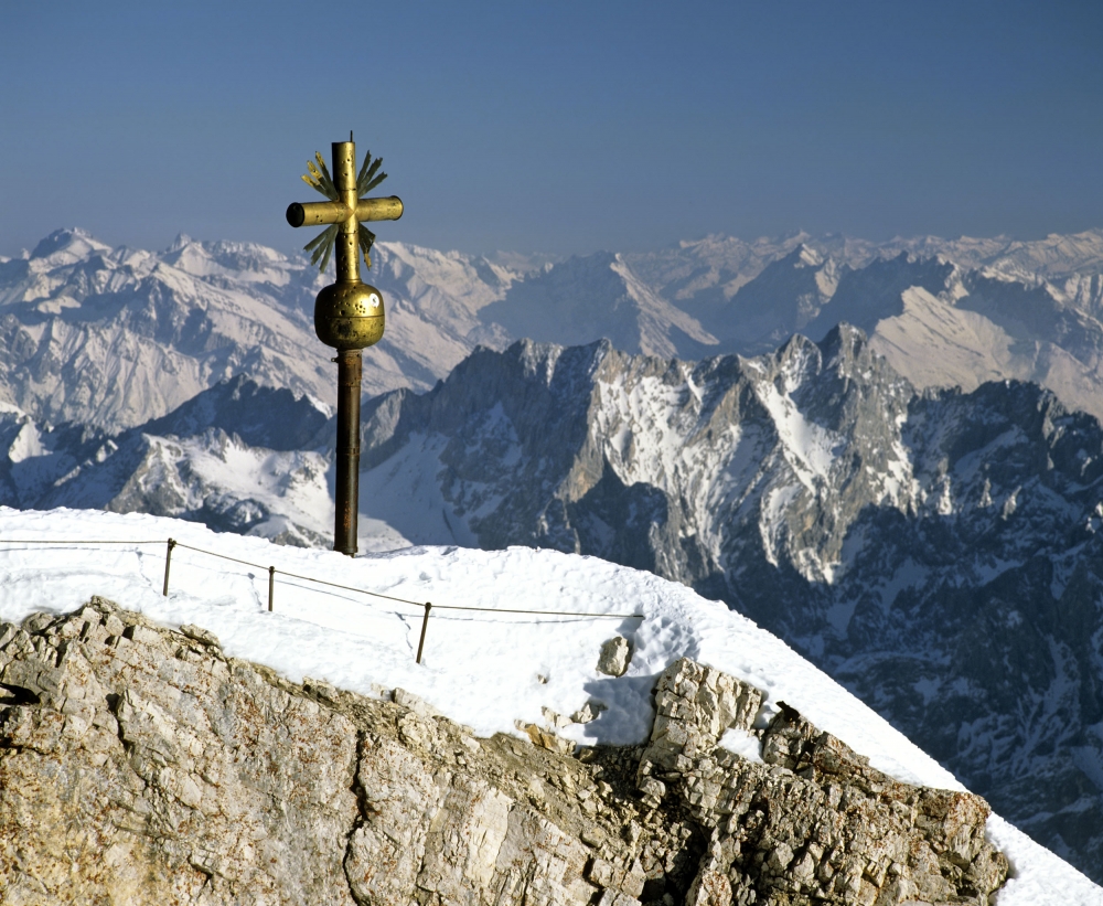Zugspitze,Altes Gipfelkreuz, 2962 m, Wettersteingebirge, Werdenfels, Oberbayern, Deutschland